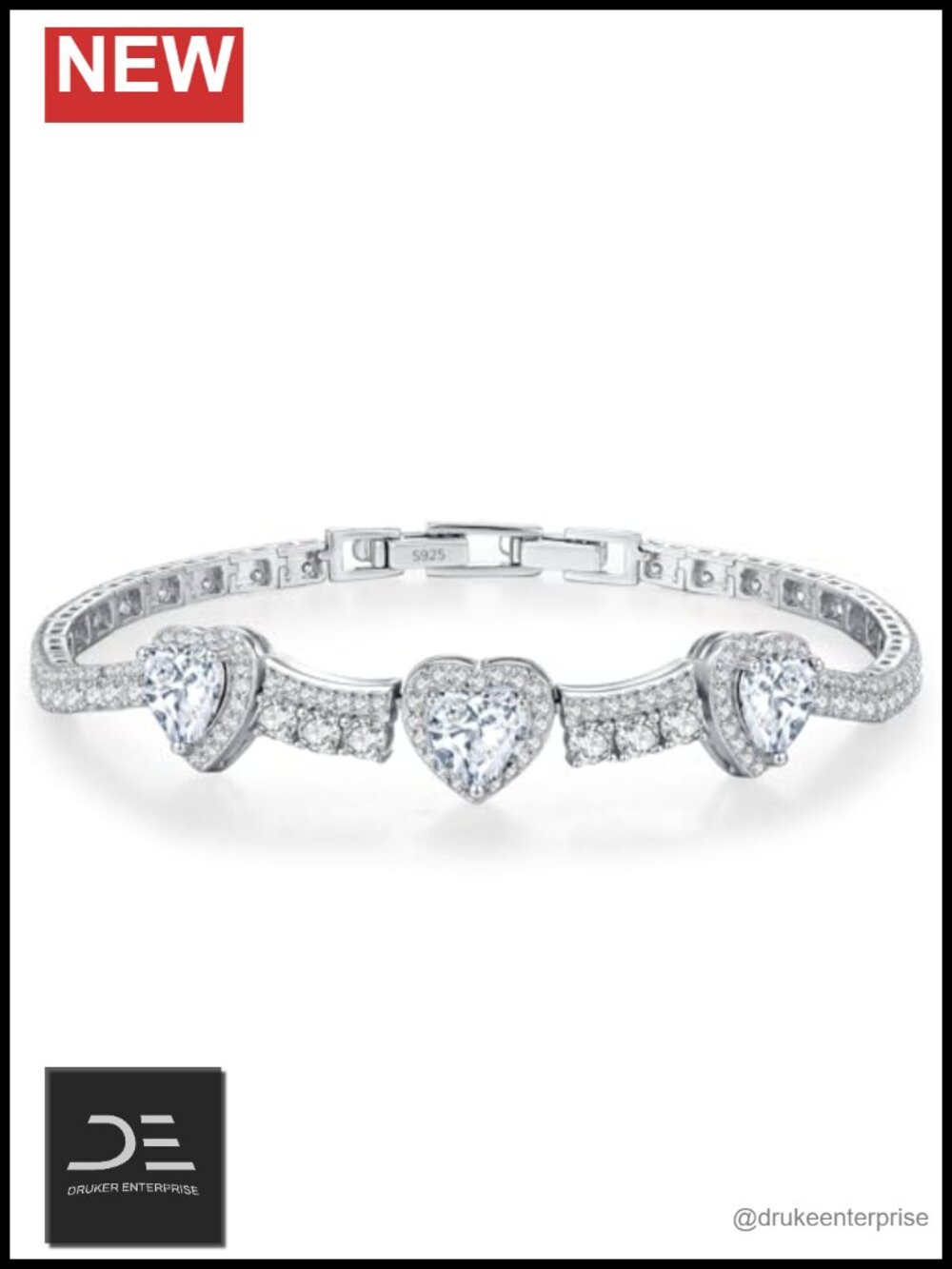 Sterling Silver Tennis Bracelet Heart Birthstone Women's Jewelry